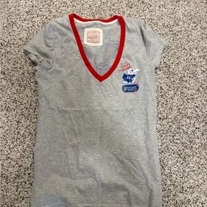 PINK Victoria’s Secret KU Jayhawks Grey White Striped Shirt Large